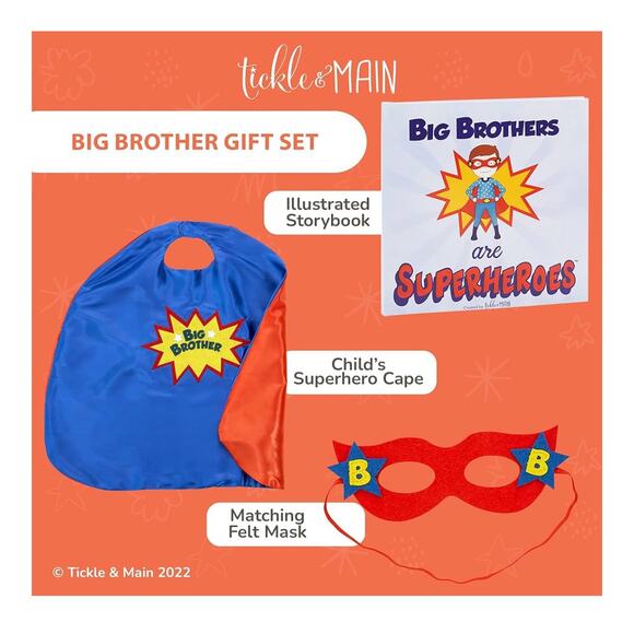 Big Brother Gifts for Boy - 3-Piece Big Brother Superhero Cape, Mask & Book Set - Picture 3 of 8
